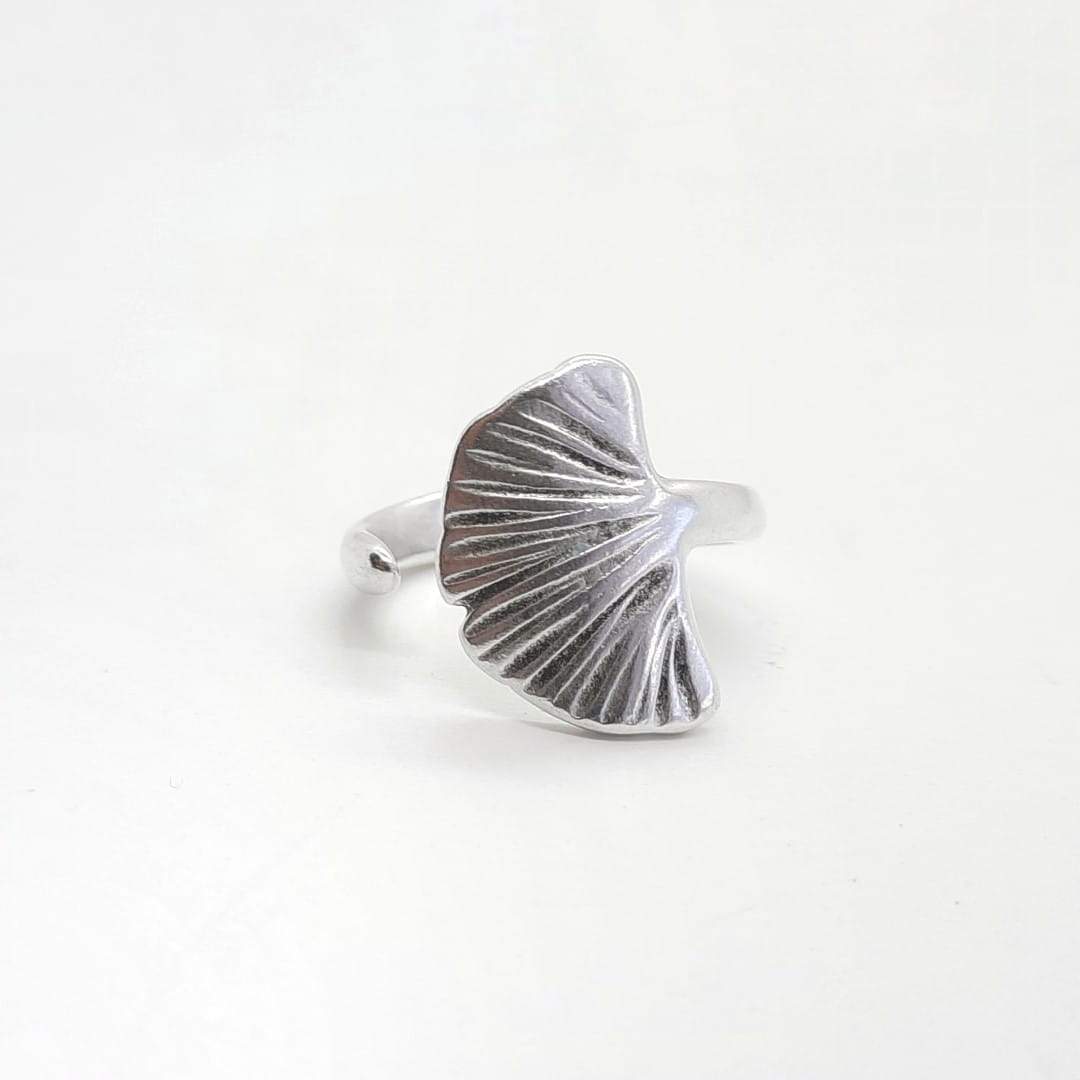 Ginkgoblatt Ring - Silber Ringe KOOMPLIMENTS