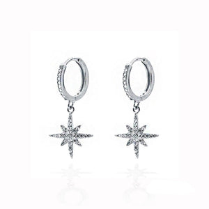 Shiny silver star earrings - POLARSTERN