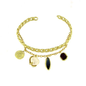 Pulsera de oro con piedra Swarovski y charms - Frambuesa