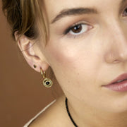 Gold Edelstahl Creolen mit schwarzem Stein Ohrringe KOOMPLIMENTS