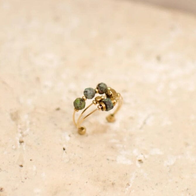 Gold Edelstahlring mit Natursteinperlen - ARIA Ringe KOOMPLIMENTS