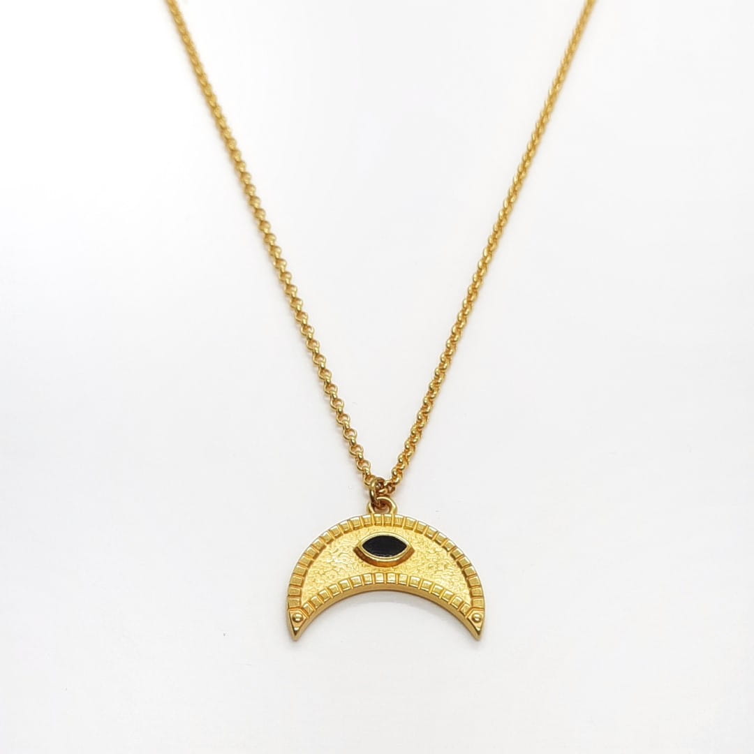 Gold Halskette mit Anhänger Abnehmender Mond Halsketten KOOMPLIMENTS 