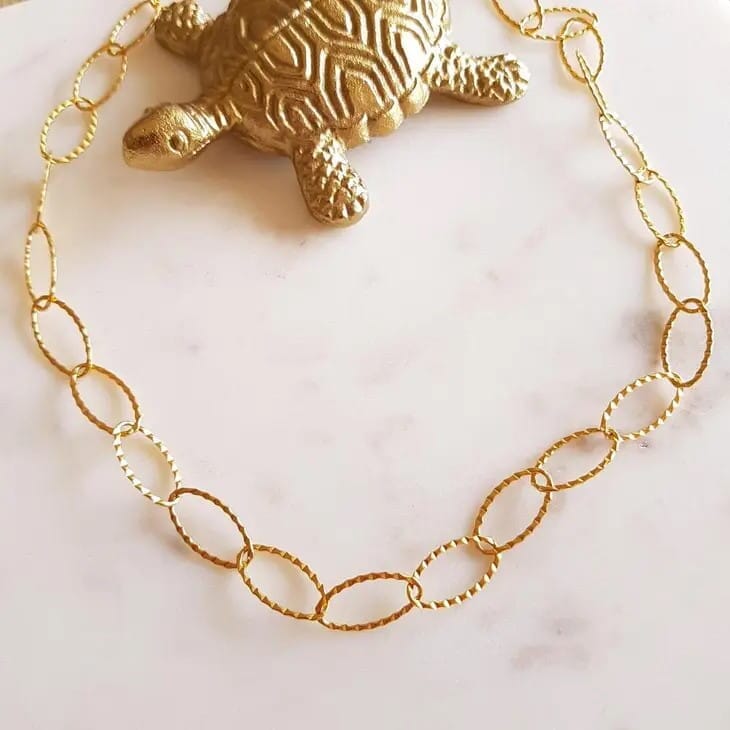 Gold Halskette mit ovalen Reifen - RAA Halsketten KOOMPLIMENTS 