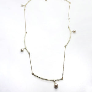 Collier or avec perles - Long Tale