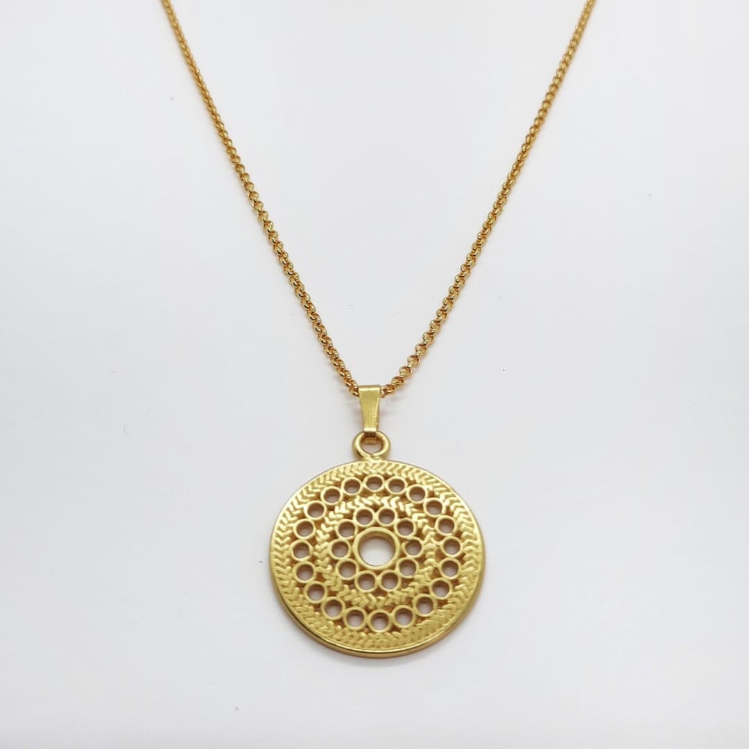 Gold Halskette mit rundem Anhänger - Solar Halsketten KOOMPLIMENTS