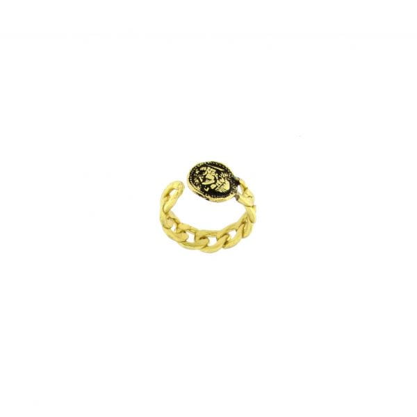 Gold Ketten Ring mit griechischer Gravur - Hermes Ringe KOOMPLIMENTS