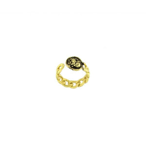 Ring a catena in oro con incisione greca - Hermes