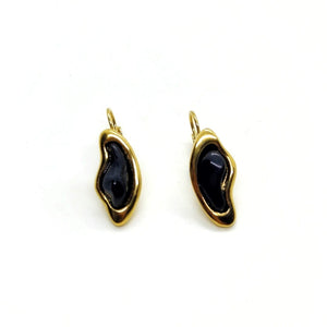 Boucles d'oreilles clip oreille dorées noires - ASTEROID