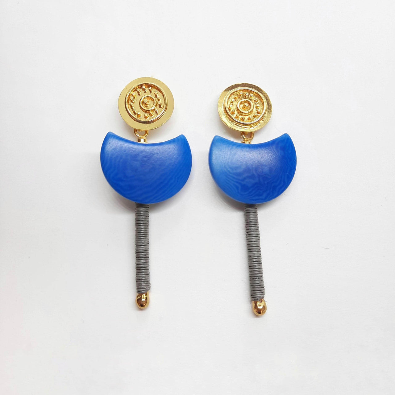 Gold Ohrringe Helene Midi Tagua - Sueños Navy/Grau Ohrringe KOOMPLIMENTS