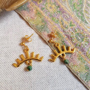 Gold Ohrringe mit Bogen und grüne Perle - DIPA Ohrringe KOOMPLIMENTS 