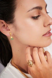 Gold Ohrringe mit grüner Steinen - Aventurin Ohrringe KOOMPLIMENTS 