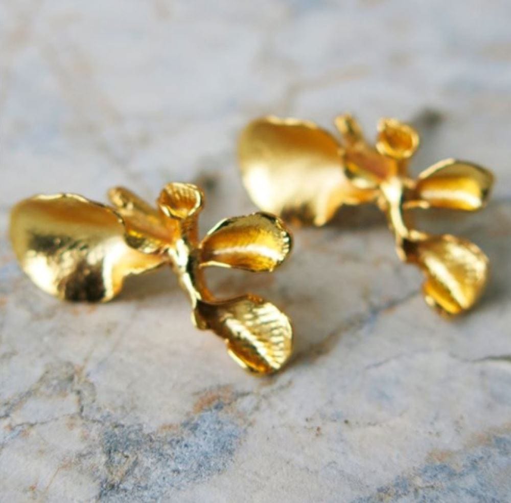 Ohrstecker de oro en forma de flor - Pétalo de Clavellino