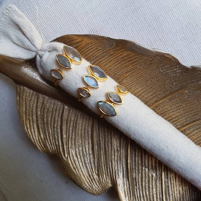 Gold Ring 3 Labradorit-Steine - DINA Ringe KOOMPLIMENTS