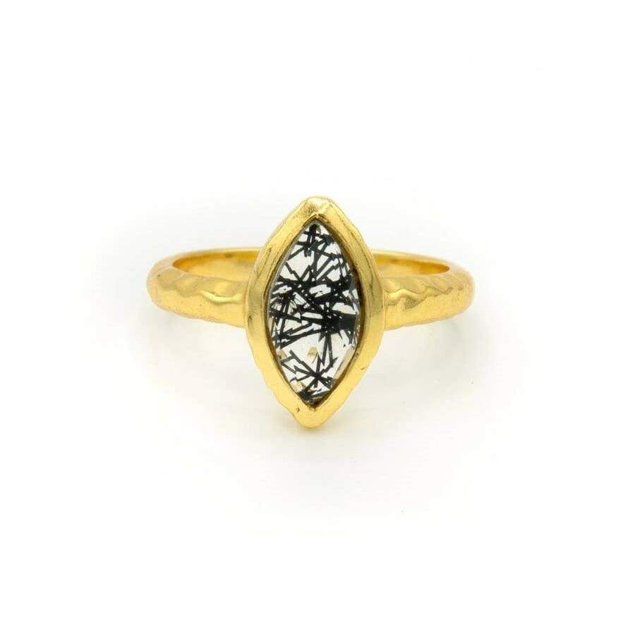 Gold Ring mit Quarz und Rutil - MANDEL Ringe KOOMPLIMENTS