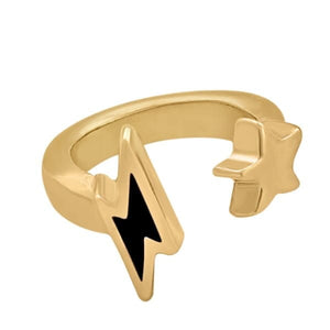 Gold Ring mit Stern und Blitz - ELEKTRISCHE NACHT