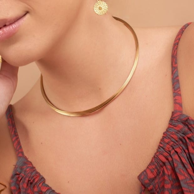Goldenes Halsband Choker mehrreihig - ALESSIA Halsketten KOOMPLIMENTS