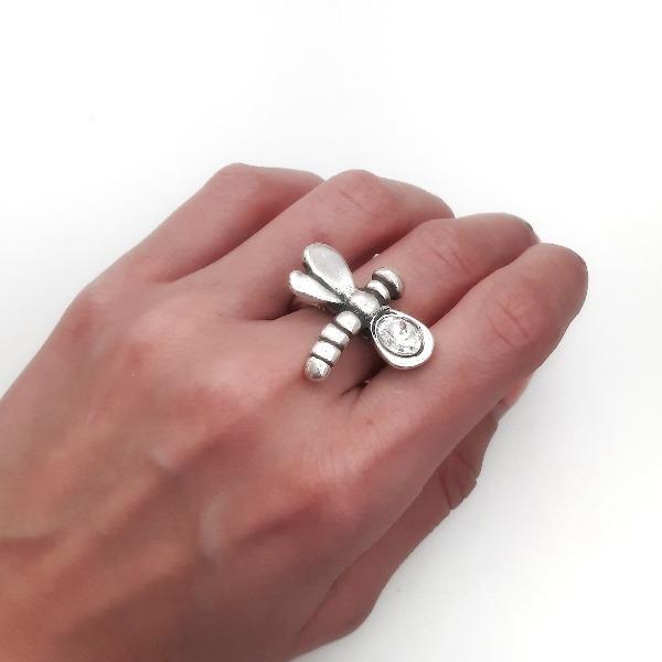 Grosser Libellen Ring mit Swarovski Ringe KOOMPLIMENTS