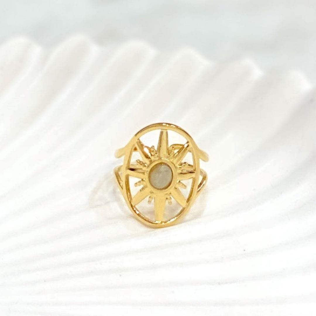 Großer ovaler Ring mit Naturstein - Elaia Ringe KOOMPLIMENTS