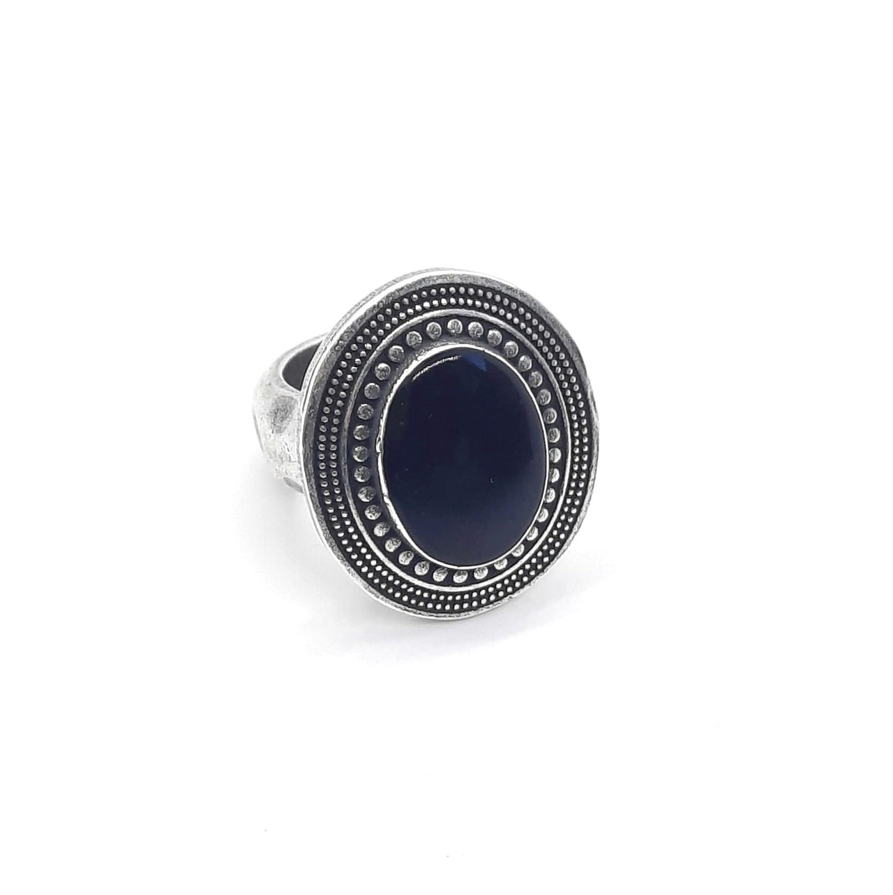 Grosser schwarzer Ring aus Silber - Bora Ringe KOOMPLIMENTS