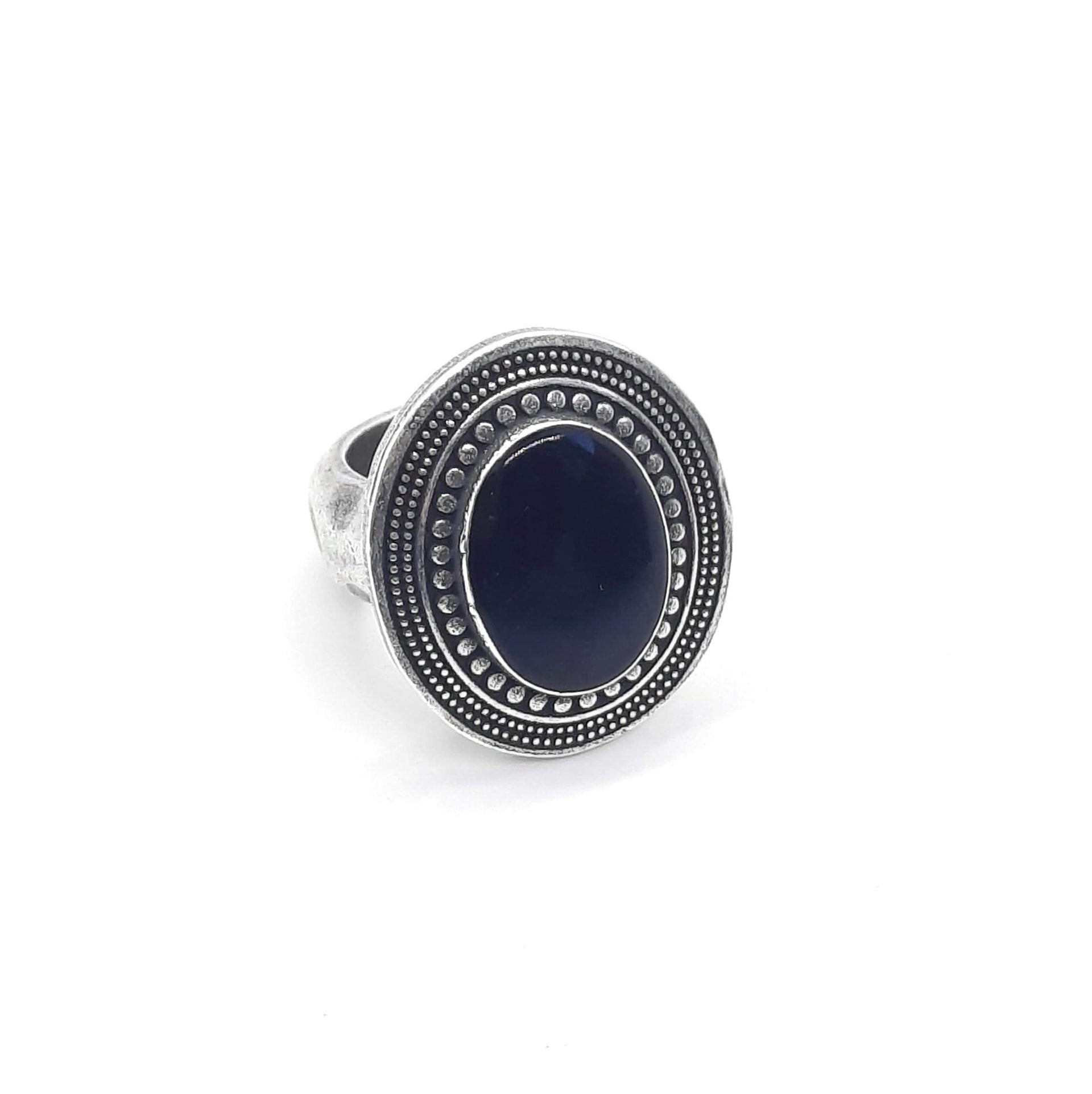 Grosser schwarzer Ring aus Silber - Bora Ringe KOOMPLIMENTS