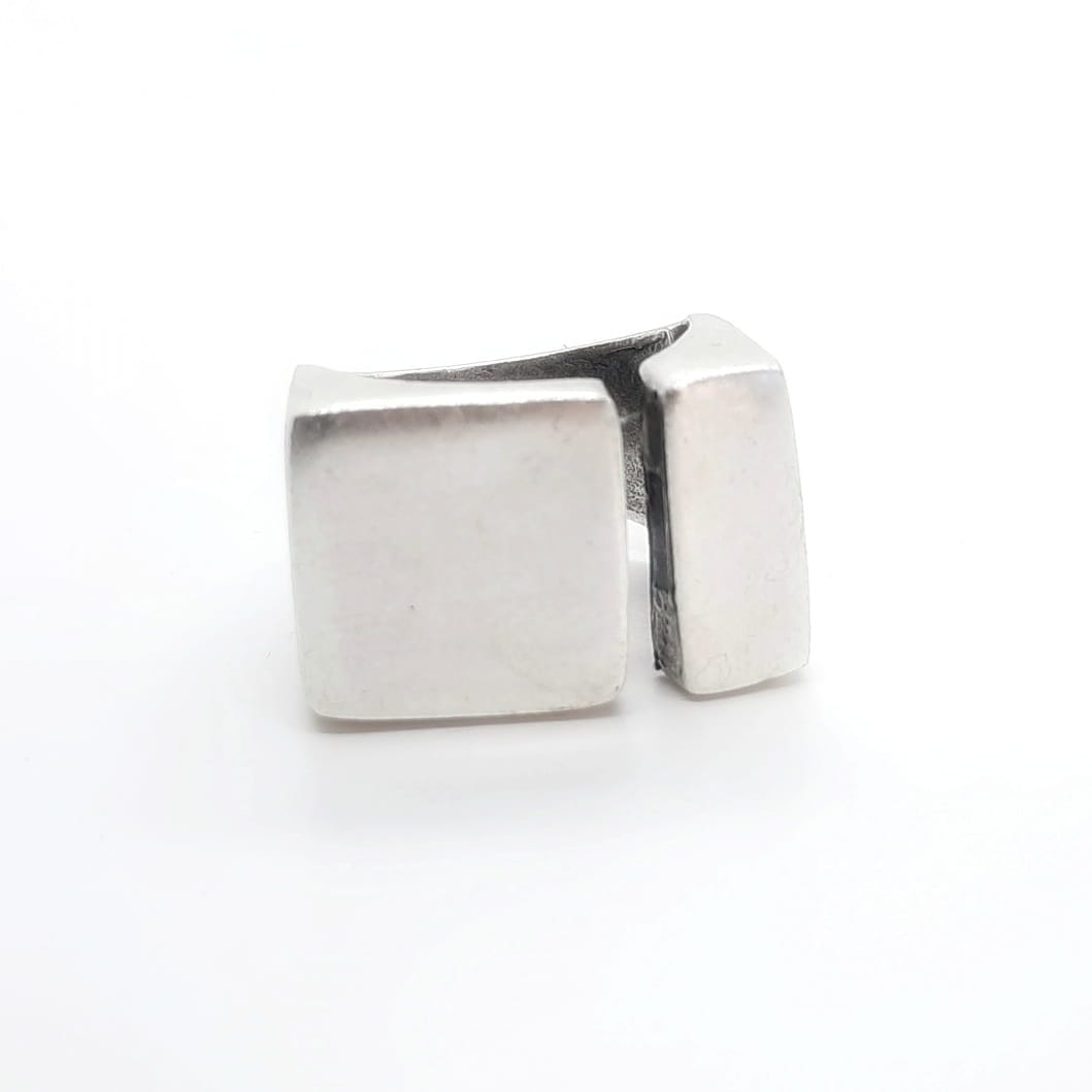 Grosser silberner Ring - Rechteck Ringe KOOMPLIMENTS