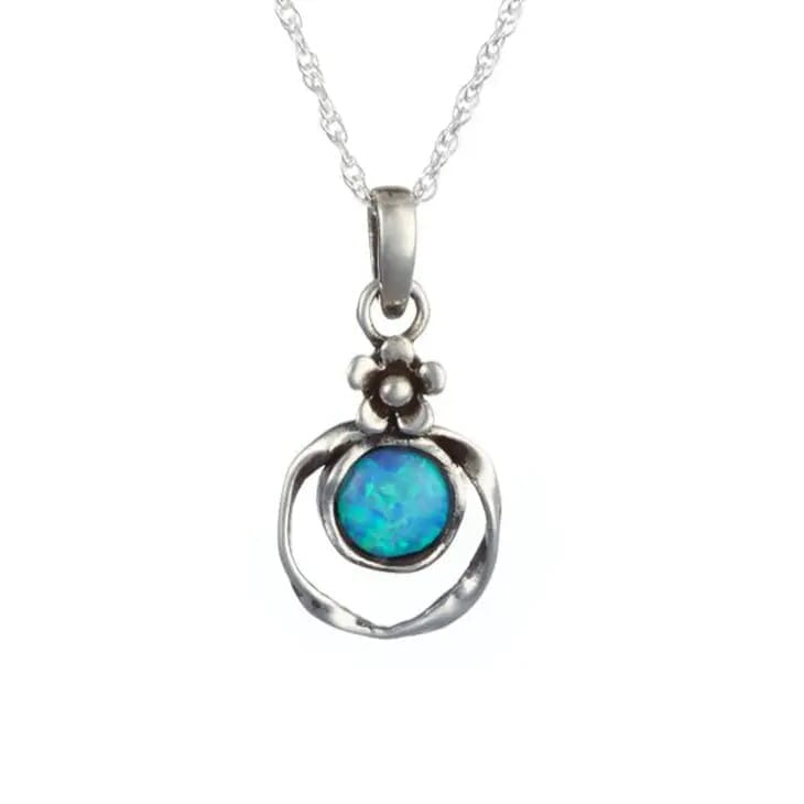 Halskette mit blauem Opal-Anhänger Halsketten KOOMPLIMENTS 