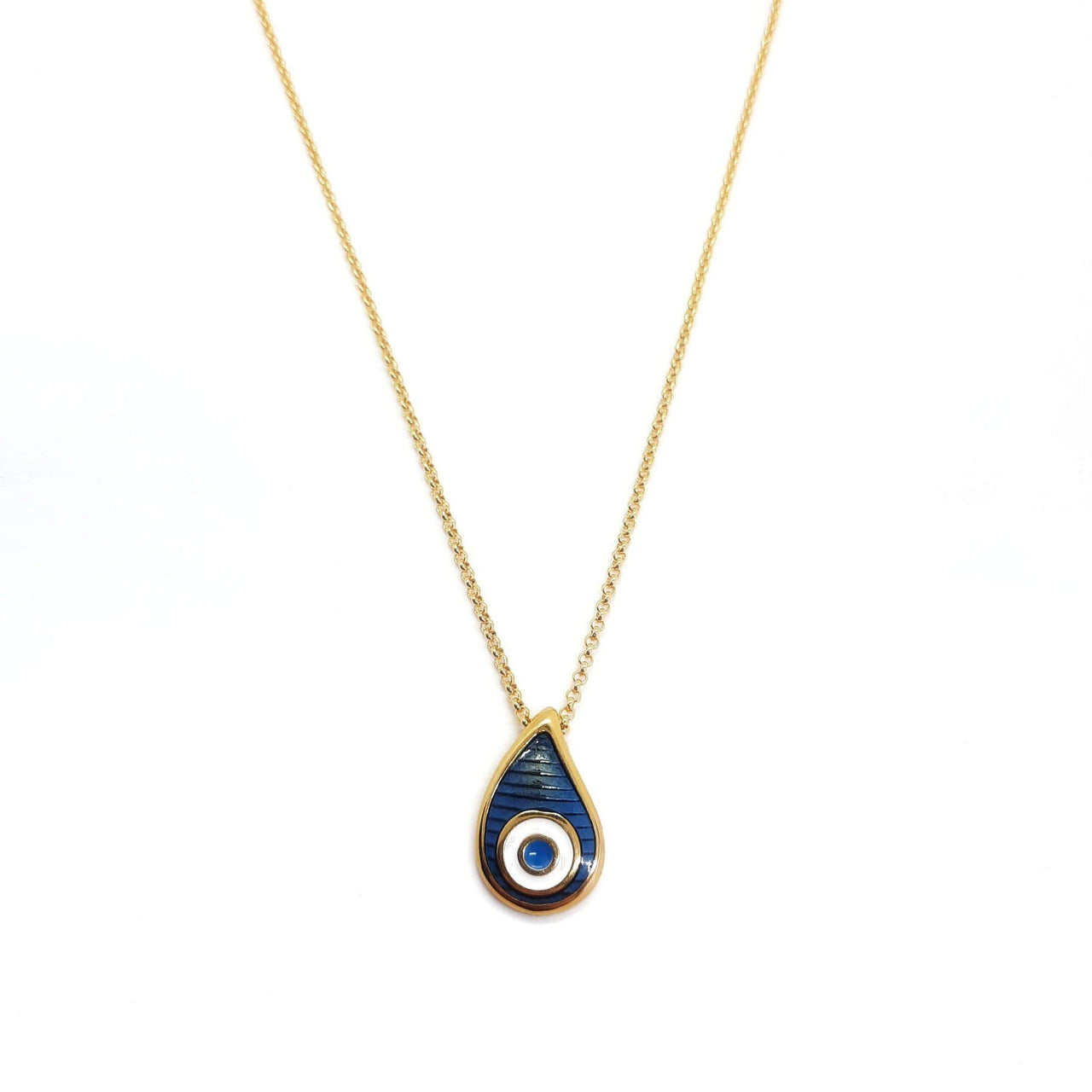 Halskette mit Drop Evil Eye Emaille-Anhänger - Protection Halsketten KOOMPLIMENTS