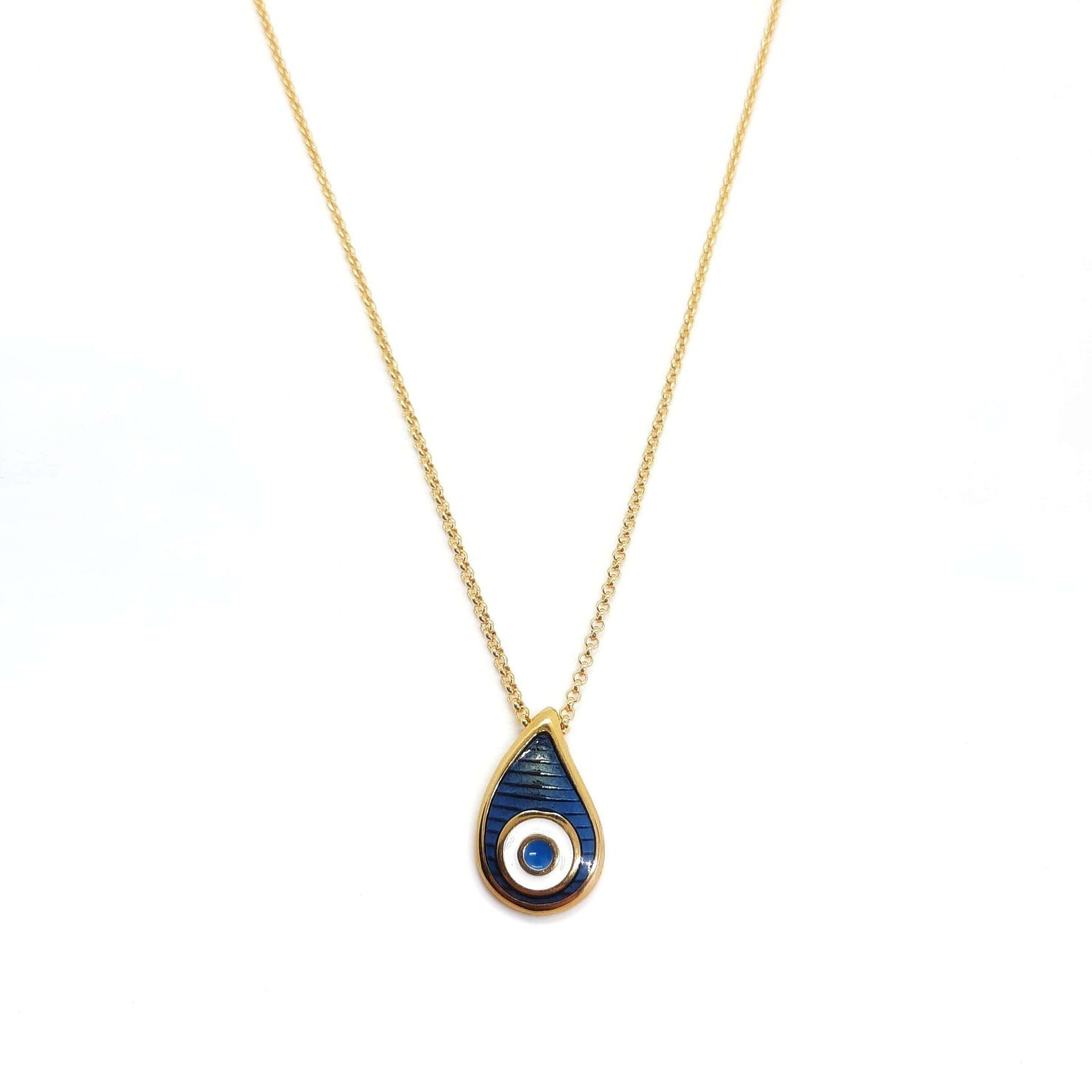 Halskette mit Drop Evil Eye Emaille-Anhänger - Protection Halsketten KOOMPLIMENTS