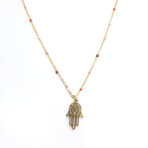 Halskette mit farbigen Perlen - Hand von Fatima Halsketten KOOMPLIMENTS
