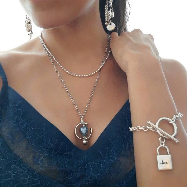 Halskette mit Herz aus Keramik - Deep Blue Heart Halsketten KOOMPLIMENTS