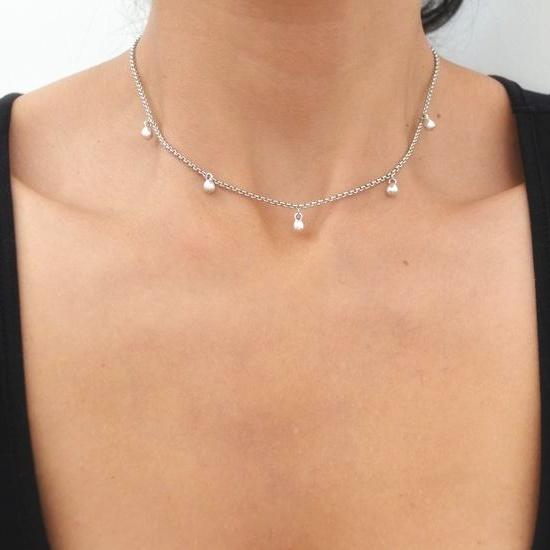Halskette mit kleinen Tropfen Perlen Halsketten KOOMPLIMENTS