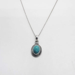 Silver necklace pendant with turquoise gemstone - Prana