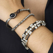 Handgemachtes Lederarmband Silber und Perlen - RIO Armband KOOMPLIMENTS 