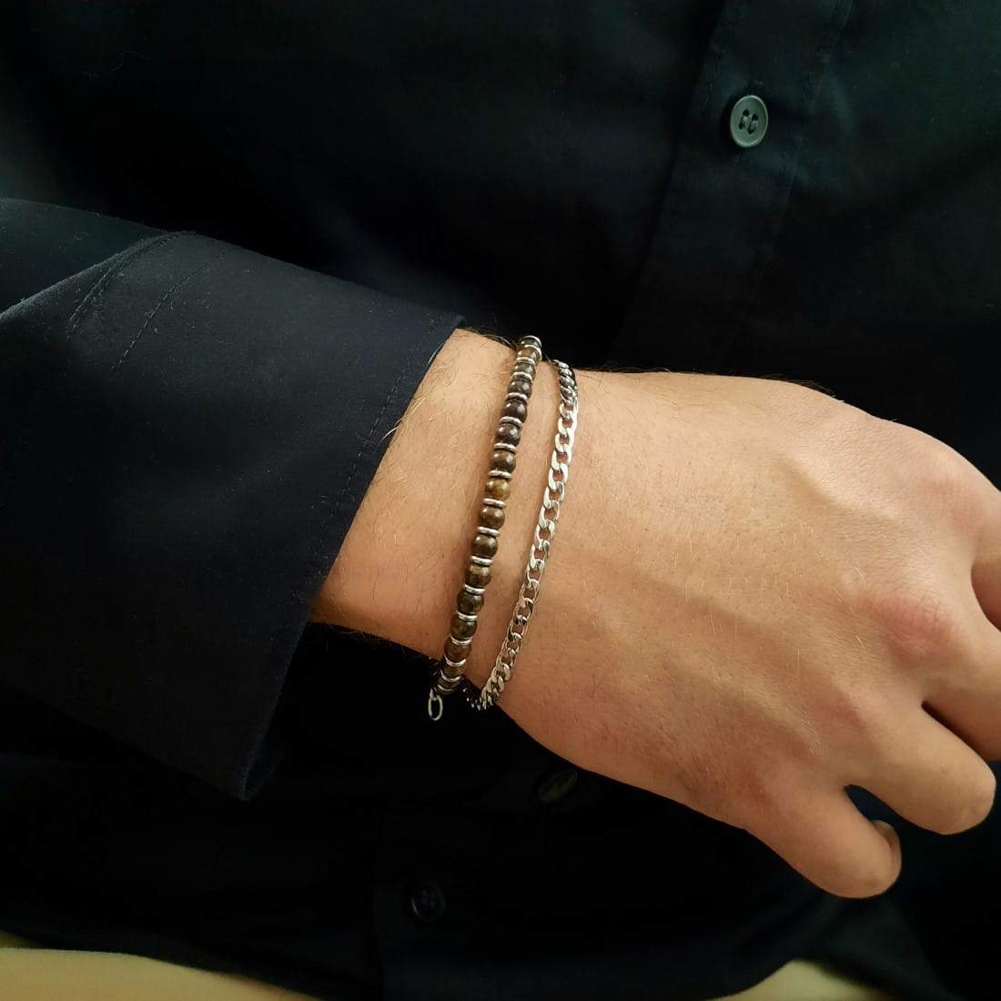 Herren Armband aus Edelstahl und Natursteinen - Stone Armband Herren KOOMPLIMENTS