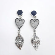 Herz mit Blatt Silber Ohrringe - heart with leaf Ohrringe KOOMPLIMENTS