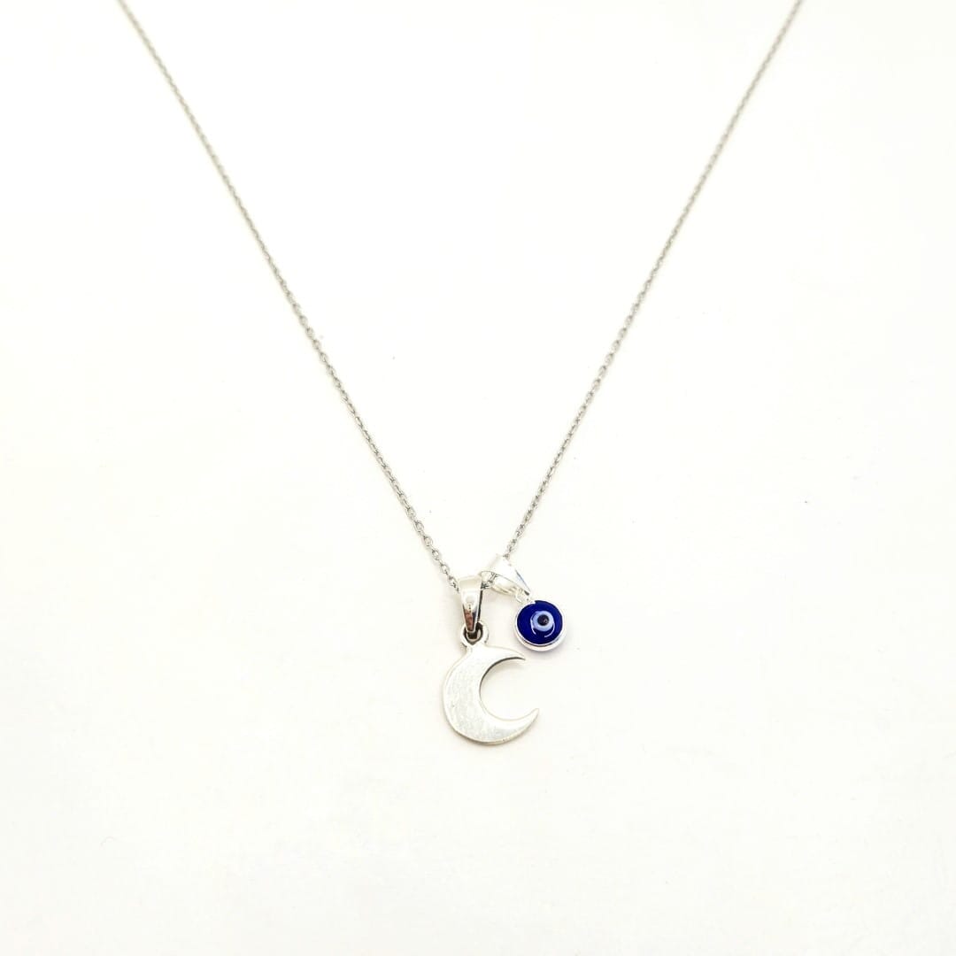 Kette mit Halbsmond und Türkischem Auge Anhänger Halsketten KOOMPLIMENTS