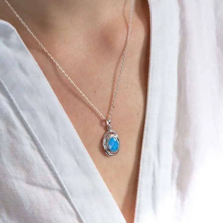 Kette mit Opal Anhänger Halsketten KOOMPLIMENTS