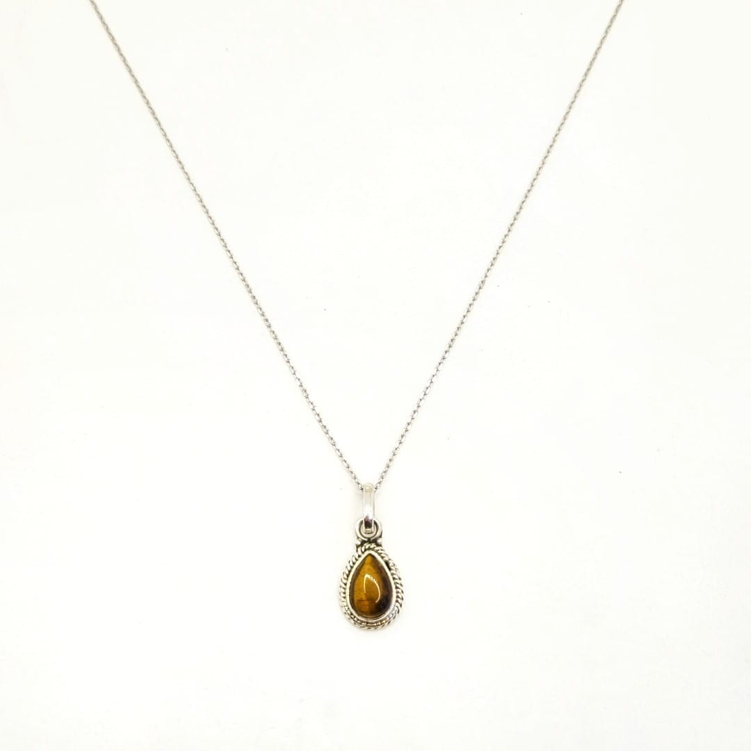 Kette mit Tigerauge brauner Stein Halsketten KOOMPLIMENTS