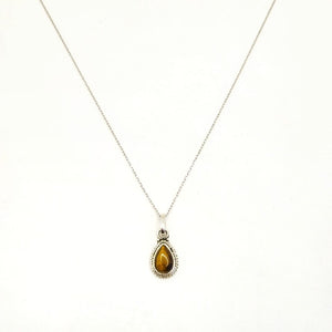 Necklace with tiger eye brown stone