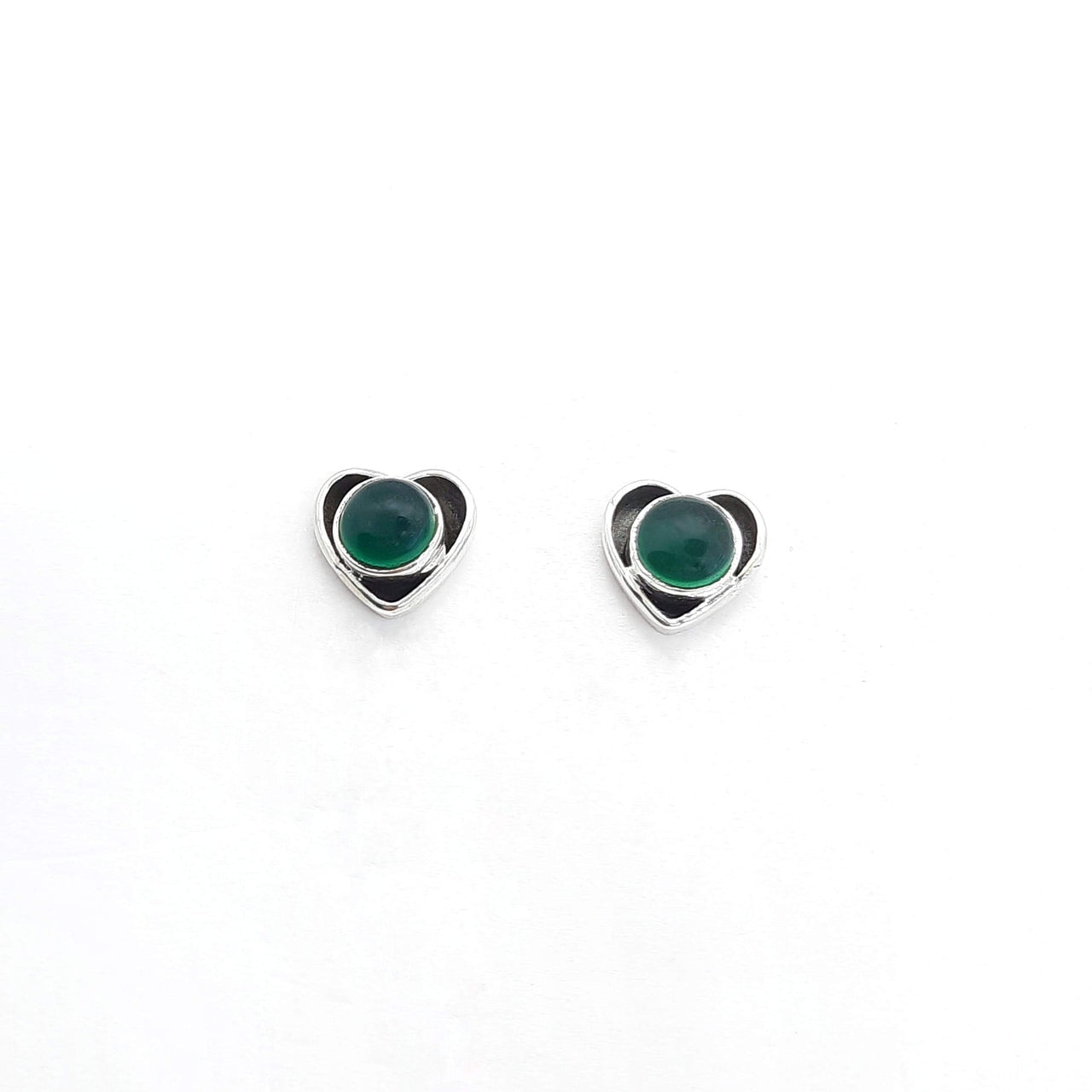 Kleine Damen Ohrstecker aus Silber - Green Onyx Ohrstecker KOOMPLIMENTS