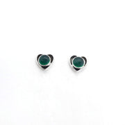 Kleine Damen Ohrstecker aus Silber - Green Onyx Ohrstecker KOOMPLIMENTS