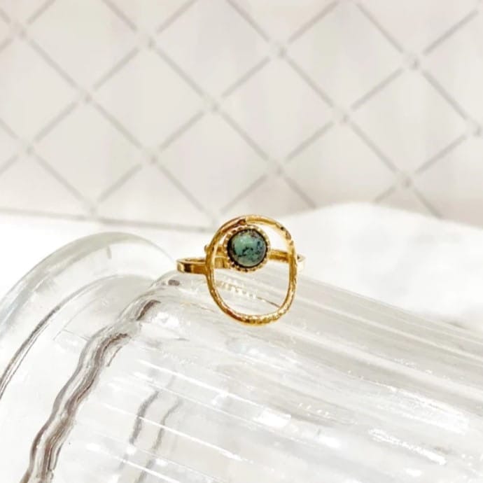 Kreis und Stein Ring aus Edelstahl - MAX Ringe KOOMPLIMENTS