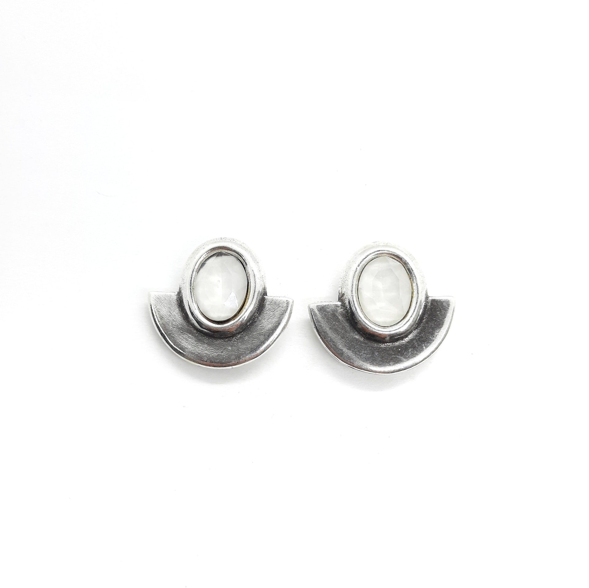 Kristall Ohrstecker mit Halbkreis - Cristal Ohrstecker KOOMPLIMENTS