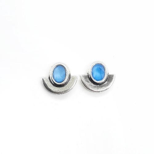 Kristall Ohrstecker mit Halbkreis - Cristal Light Blue Ohrstecker KOOMPLIMENTS