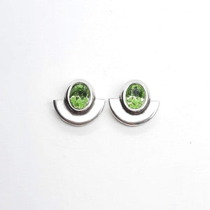 Clous d' Boucles d'oreilles en cristal avec demi-cercle - Cristal Peridot