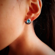 Kristall Ohrstecker mit Halbkreis - Cristal Sky Blue Ohrstecker KOOMPLIMENTS