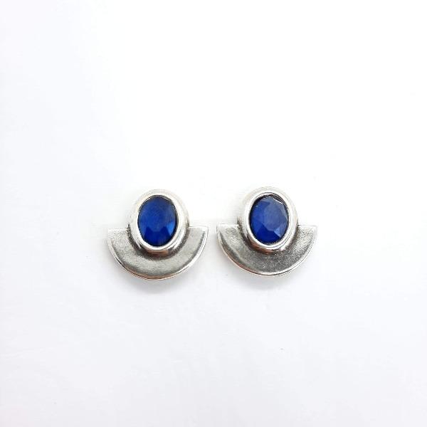 Kristall Ohrstecker mit Halbkreis - Dark Blue Ohrstecker KOOMPLIMENTS