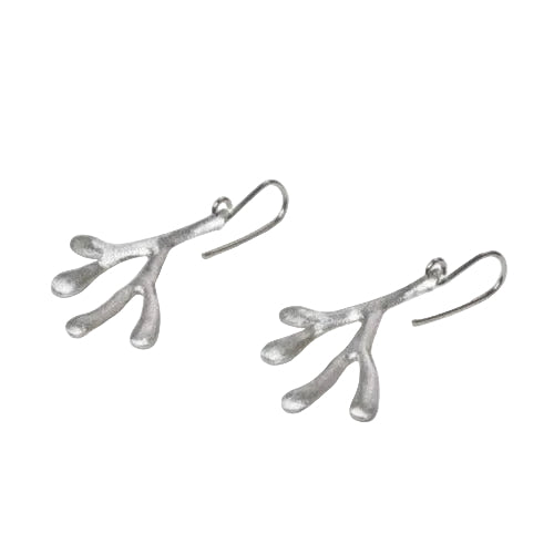 Pendientes de diseñador largos de plata mate - Océane