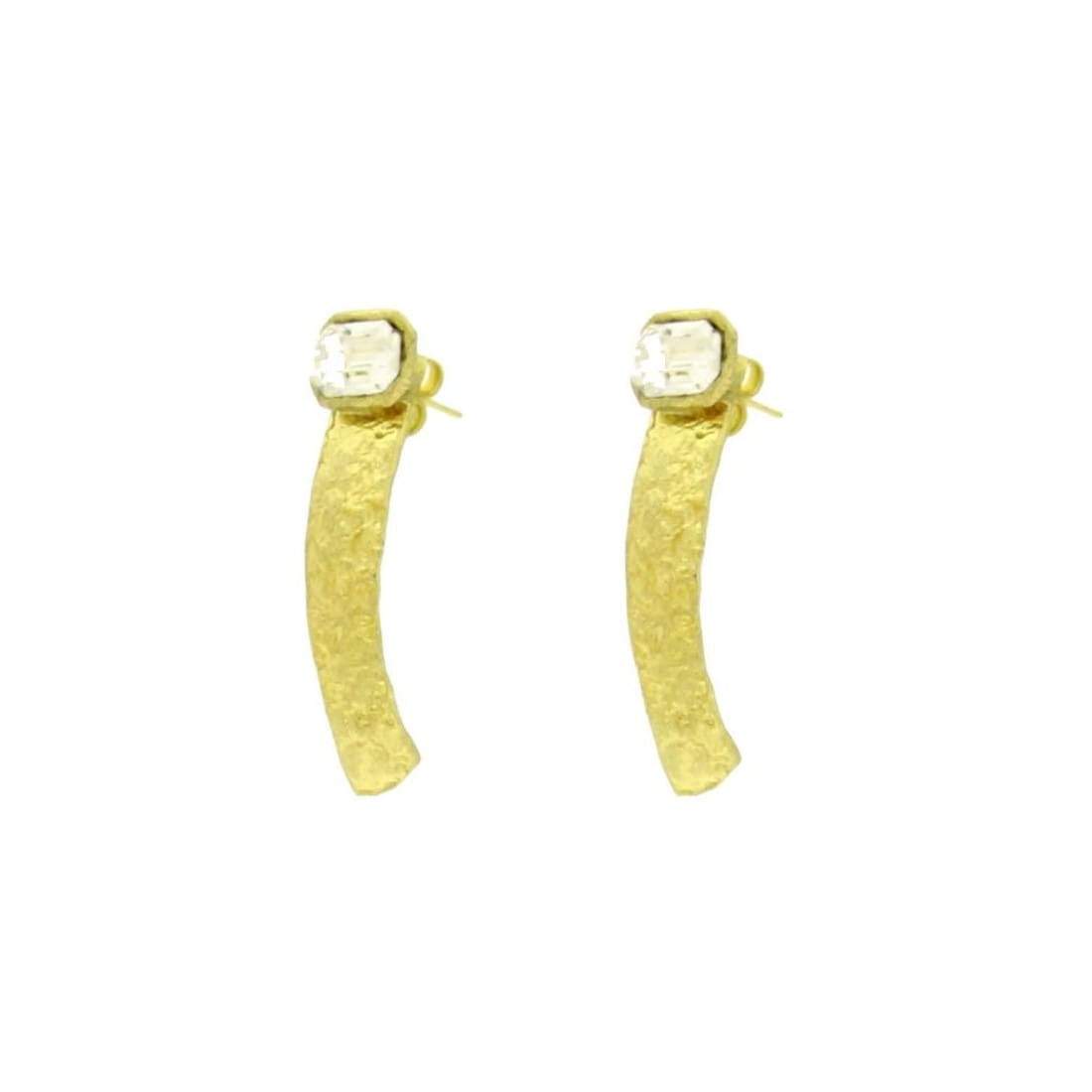 Lange Gold Ohrringe mit Swarovski-Stein - Thin Pina Ohrringe KOOMPLIMENTS
