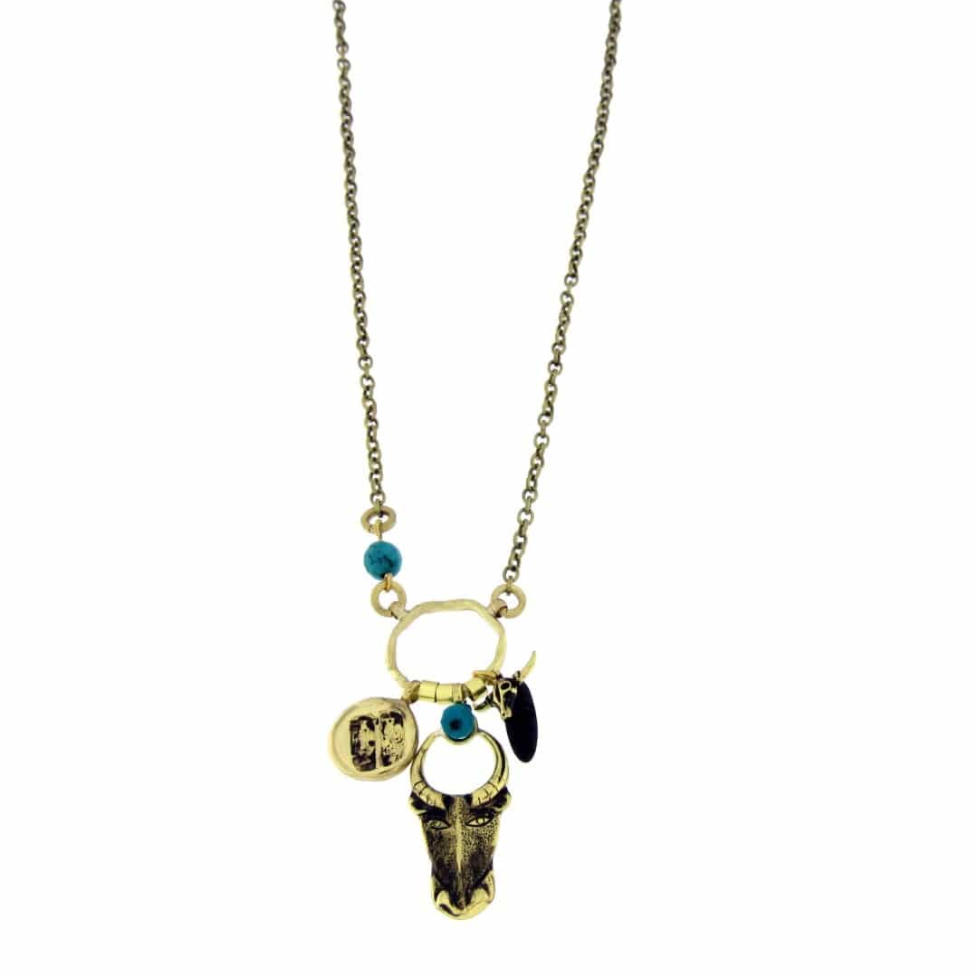 Lange goldene böhmische Halskette mit Anhängern - MINOTAURUS Halsketten KOOMPLIMENTS